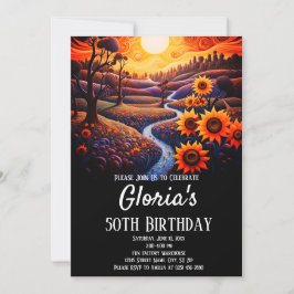 Solblommor Sunset 50:e Födelsedagsfesten (eller i Inbjudningar