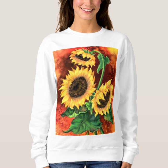 Solblommor Sweatshirt T Shirt (Framsida)