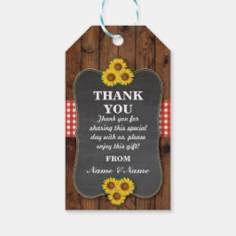 Solblommor Tack för Märkrn för Wood Bröllop Presentetikett