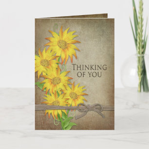 Solblommor - tänka på dig - Brown Struktur Kort