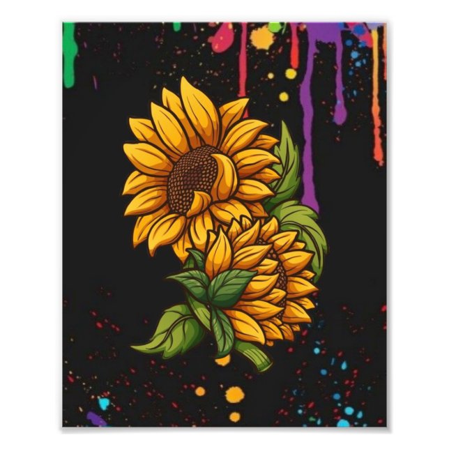 Solblommor teckning art,solblommor kärlek fototryck (Framsidan)