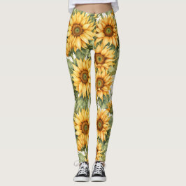 Solblommor Teckning Leggings