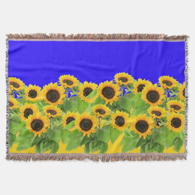 Solblommor Throw Blanket Ukrainska Flagga Färg Filt (Framsidan)