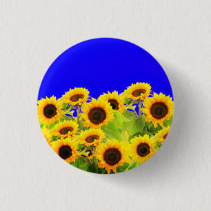 Solblommor Ukraina Flagga Färg-knapp - Frihet Knapp