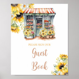 Solblommor utanför marknadsgaranten Bok Poster