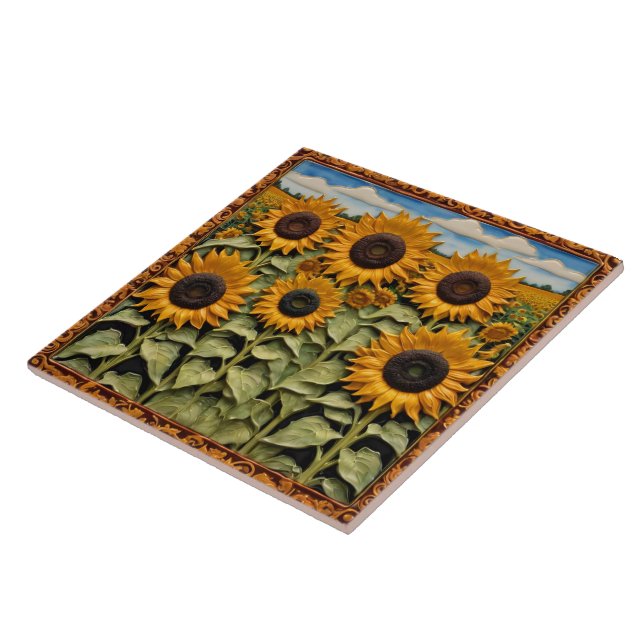 Solblommor, vackert Trendig Collection Kakelplatta (Sidan)
