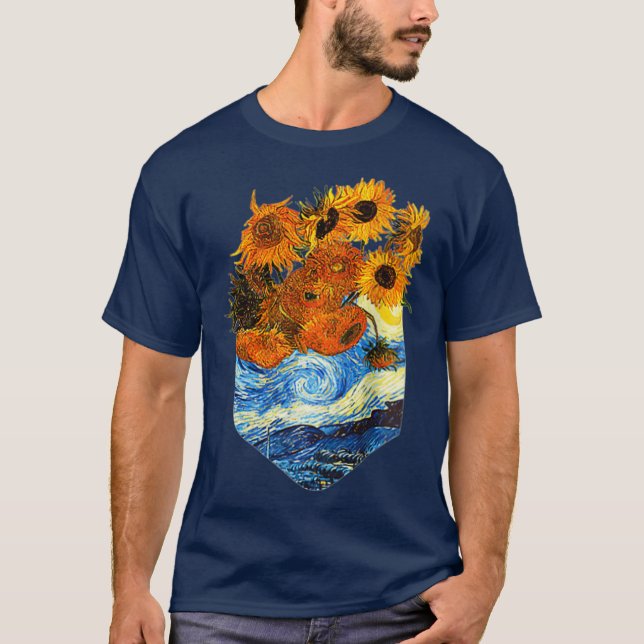 Solblommor Van    GoghVintage Blommigt Pocket T Shirt (Framsida)