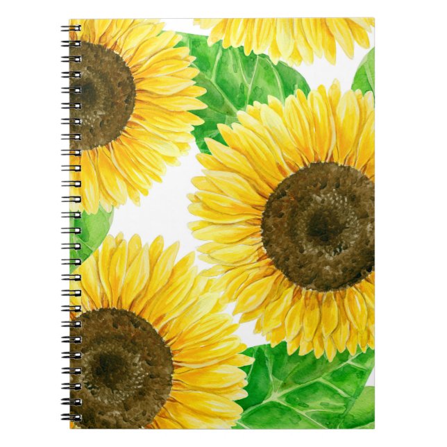 Solblommor, vattenfärg anteckningsbok med spiral (Framsidan)