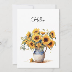 Solblommor Vattenfärg Illustration Flat Kort