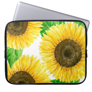 Solblommor, vattenfärg laptop fodral