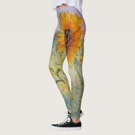 Solblommor, vattenfärg leggings