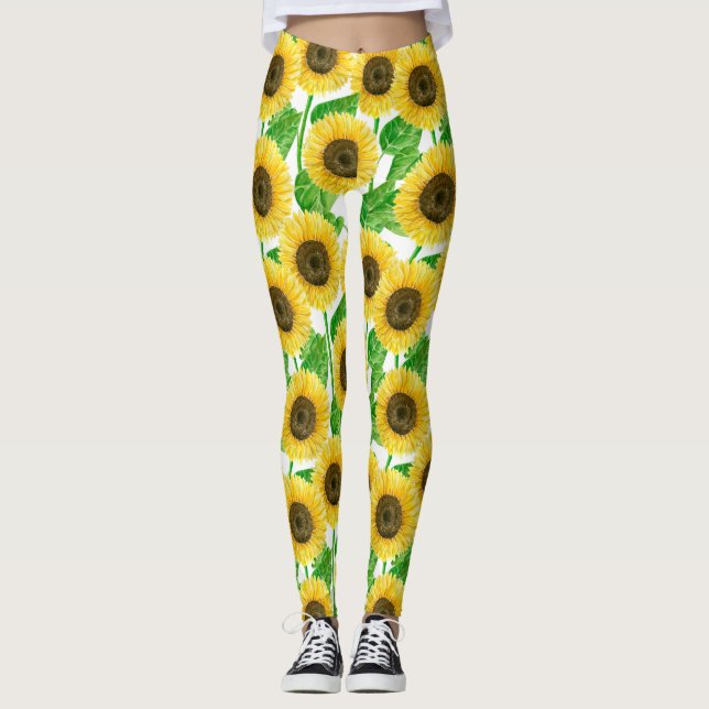 Solblommor, vattenfärg leggings (Framsida)