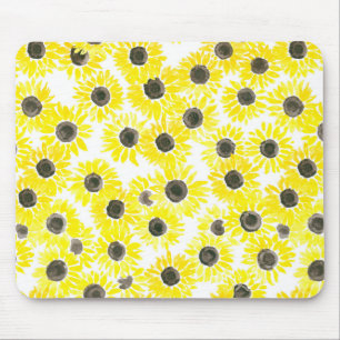 Solblommor, vattenfärg mönster musmatta
