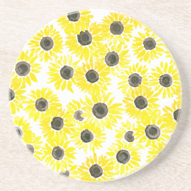Solblommor, vattenfärg mönster underlägg (Framsidan)