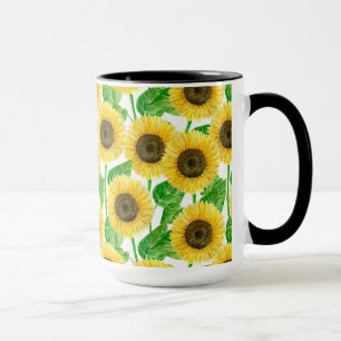 Solblommor, vattenfärg mugg
