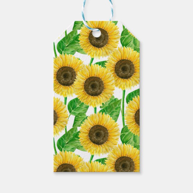 Solblommor, vattenfärg presentetikett (Framsidan)