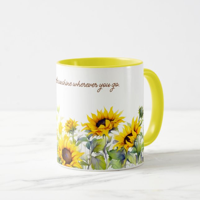 Solblommor, vattenfärg Skriv ut resekaffe mug Mugg (Framsida höger)