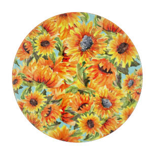 Solblommor Vattenfärg: Sömlös illustration