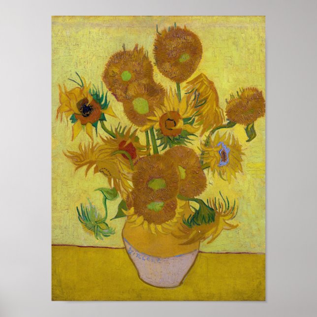 Solblommor, Vincent van Gogh, 1889 Poster (Framsidan)