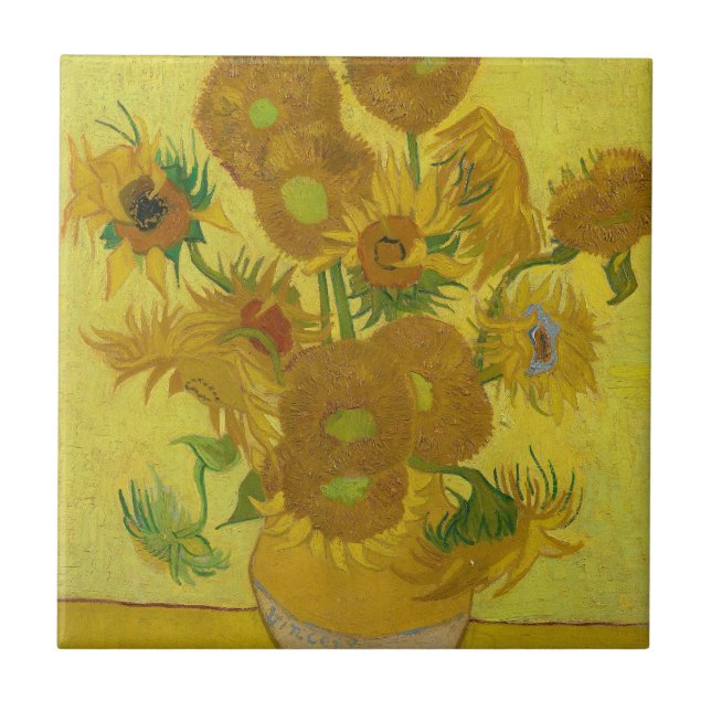 Solblommor - Vincent van Gogh Kakelplatta (Framsidan)
