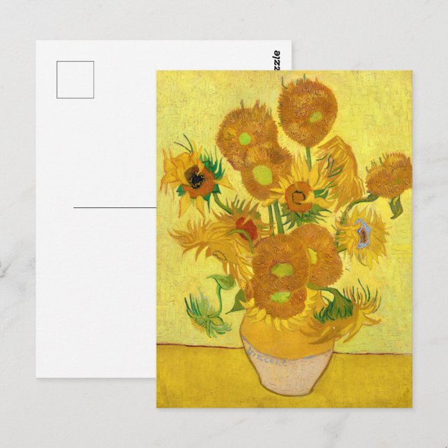 Solblommor, Vincent van Gogh Vykort (Fram/baksida)