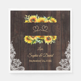 Solblommor Vintage Rope Wood we bindde Knot Pappersservett