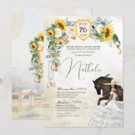 Solblommor Vit ros Western Charro Quinceanera Inbjudningar