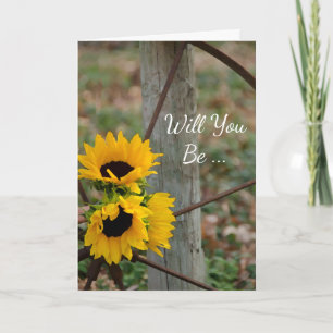 Solblommor Wagon Wheel blir min bridesmaid Inbjudan