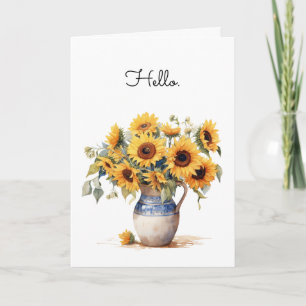 Solblommor Watercolor Illustration Hälsning Kort