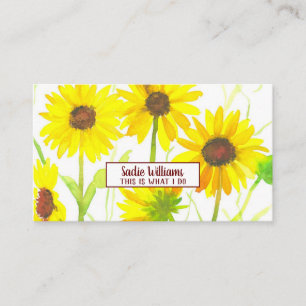 Solblommor Watercolor Wildbloms Gult Visitkort