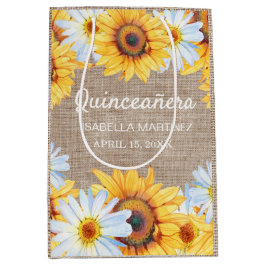 Solblommor White Daisy Burlap Quinceañera Namn