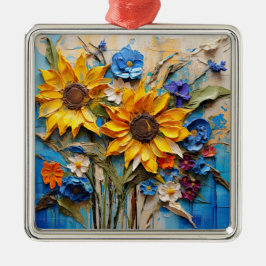 Solblommor Wildblommor Blommor, blandad mediemönst Julgransprydnad Metall