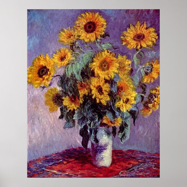 Solblommornas Bouquet av Claude Monet Poster (Framsidan)