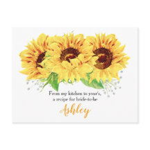 Solbloms bröllopsdusch receptkort