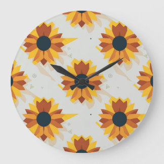 Solblomsmönster i geometrisk stil stor klocka