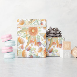 Solbränd akacia och eukalyptusblomning presentpapper