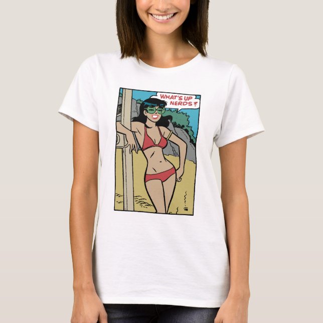 Solbränd Beach Bunny Bikini Flicka • Vad är Upp Nö T Shirt (Framsida)