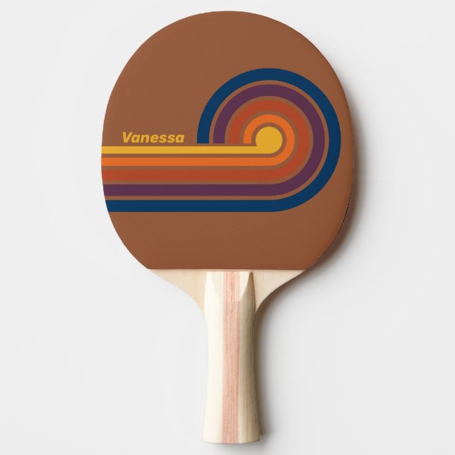 Solbränd lera lockiga ränder med namn pingisracket (Framsidan)