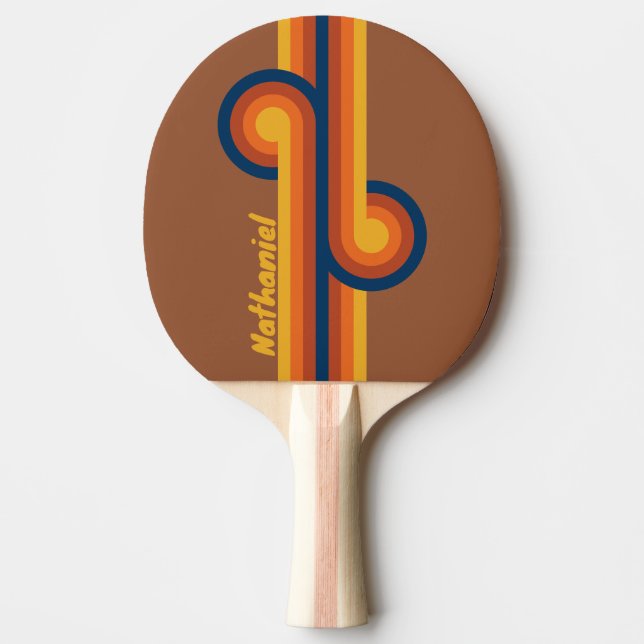 Solbränd lera randig loop med namn pingisracket (Framsidan)
