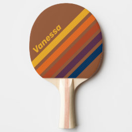 Solbränd lera vinklad randig med namn pingisracket
