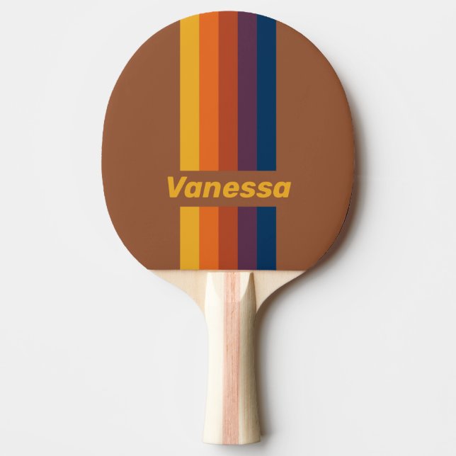 Solbränd lerpinn med namnremsa pingisracket (Framsidan)