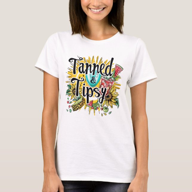 Solbränd och berusad  t shirt (Framsida)