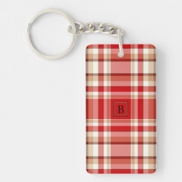 Solbränd & röd pläd rektangulära Arcylic Keychain