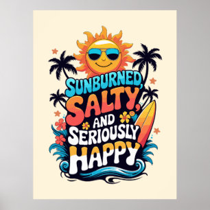 Solbränd Salta Och Glada – Retro Strandvibbar Poster
