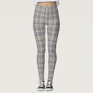 Solbrända/gula plädmönsterkvinna damasker leggings