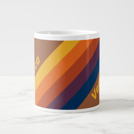 Solbrända lera ränder med namn jumbo mugg