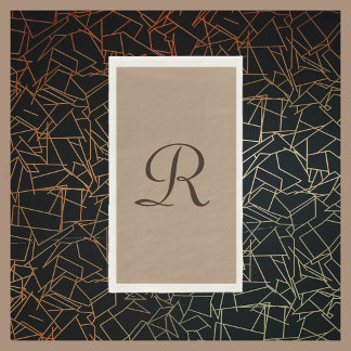 Solbränna och Brun Monogram Minimalistisk Neutral  Pappersservett