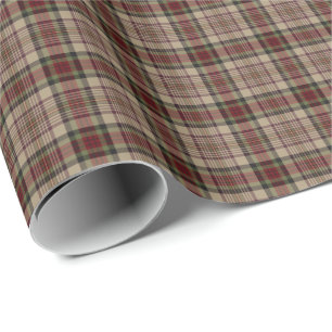 Solbränna som är röd och grönt plädmönster presentpapper