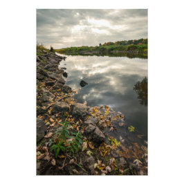 Solbrott över dammen fototryck