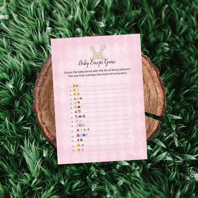 Solbrun kanin rosa argyle baby emoji bilder spel inbjudningar (Skapare uppladdad)